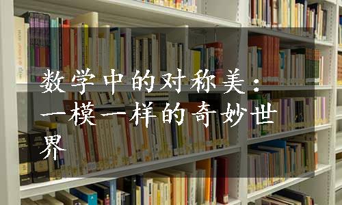 数学中的对称美：一模一样的奇妙世界