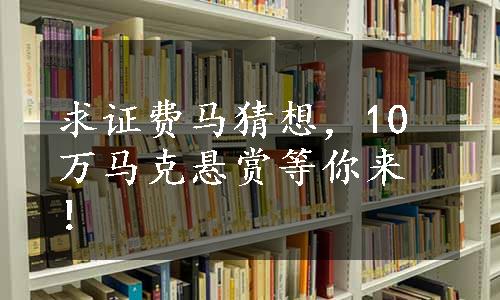 求证费马猜想，10万马克悬赏等你来！