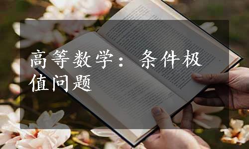 高等数学：条件极值问题