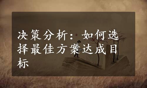 决策分析：如何选择最佳方案达成目标