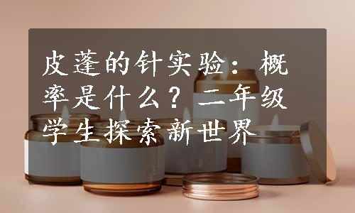 皮蓬的针实验：概率是什么？二年级学生探索新世界