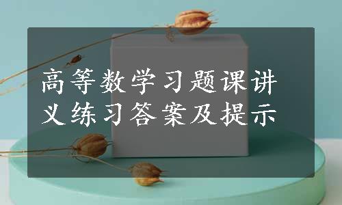 高等数学习题课讲义练习答案及提示