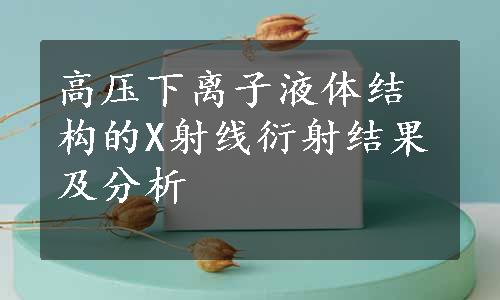 高压下离子液体结构的X射线衍射结果及分析