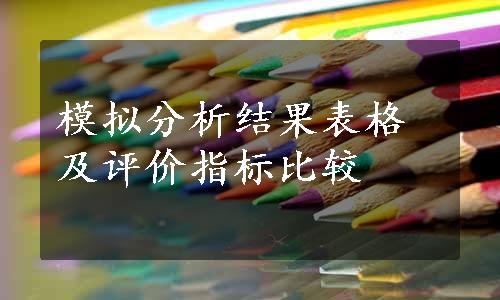 模拟分析结果表格及评价指标比较