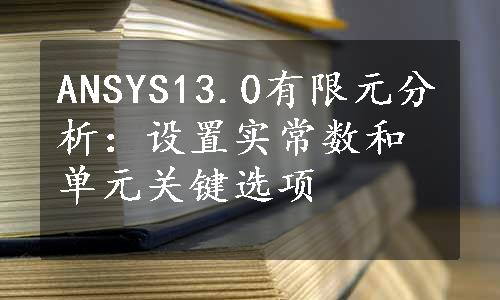 ANSYS13.0有限元分析：设置实常数和单元关键选项