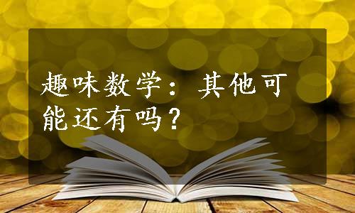 趣味数学：其他可能还有吗？