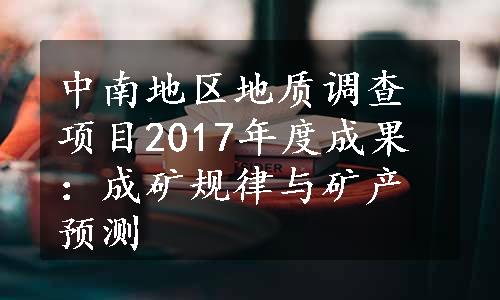 中南地区地质调查项目2017年度成果：成矿规律与矿产预测