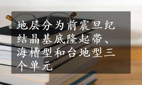 地层分为前震旦纪结晶基底隆起带、海槽型和台地型三个单元