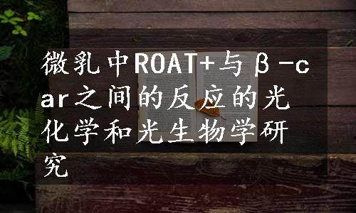 微乳中ROAT+与β-car之间的反应的光化学和光生物学研究