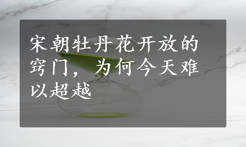 宋朝牡丹花开放的窍门，为何今天难以超越