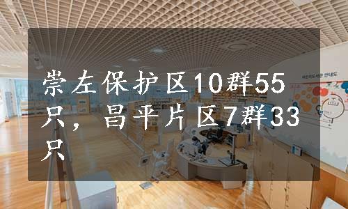 崇左保护区10群55只，昌平片区7群33只