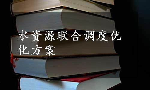 水资源联合调度优化方案