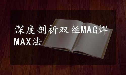 深度剖析双丝MAG焊MAX法