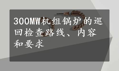 300MW机组锅炉的巡回检查路线、内容和要求