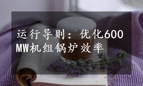 运行导则：优化600MW机组锅炉效率