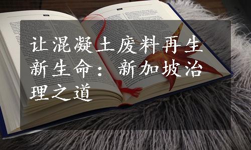 让混凝土废料再生新生命：新加坡治理之道