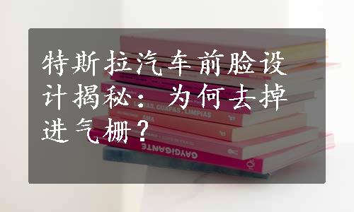 特斯拉汽车前脸设计揭秘：为何去掉进气栅？