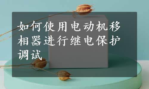 如何使用电动机移相器进行继电保护调试