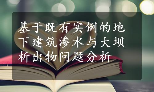 基于既有实例的地下建筑渗水与大坝析出物问题分析