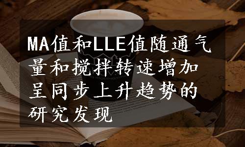 MA值和LLE值随通气量和搅拌转速增加呈同步上升趋势的研究发现