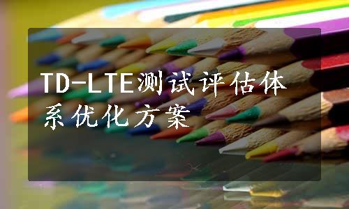 TD-LTE测试评估体系优化方案