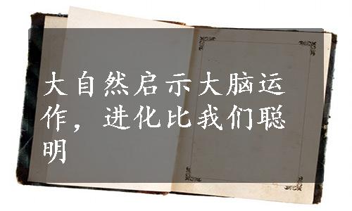 大自然启示大脑运作，进化比我们聪明