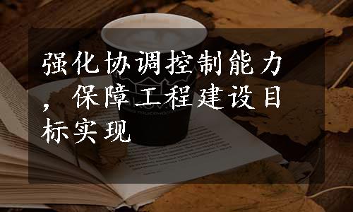 强化协调控制能力，保障工程建设目标实现