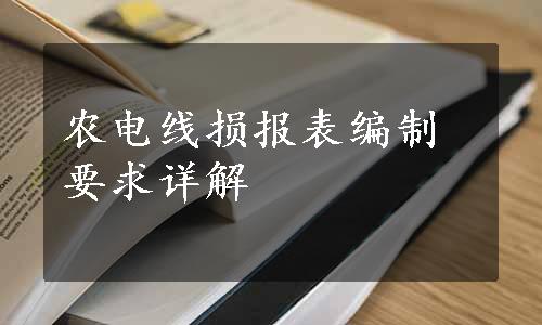 农电线损报表编制要求详解