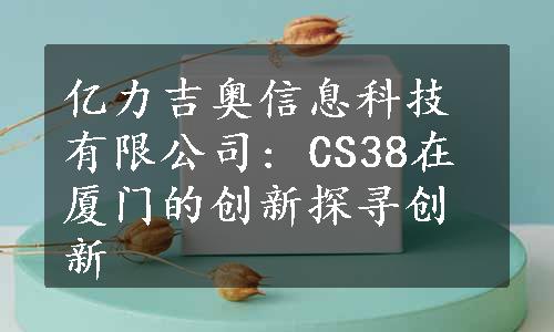 亿力吉奥信息科技有限公司: CS38在厦门的创新探寻创新