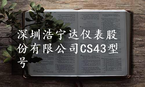 深圳浩宁达仪表股份有限公司CS43型号