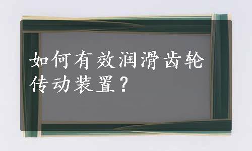 如何有效润滑齿轮传动装置？