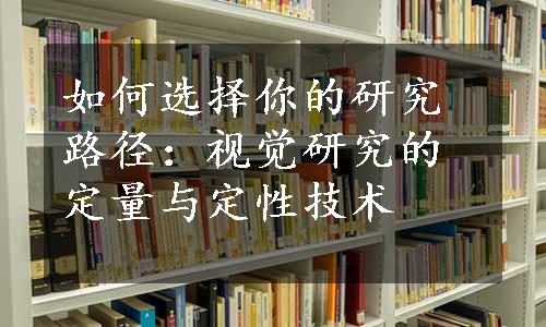 如何选择你的研究路径：视觉研究的定量与定性技术