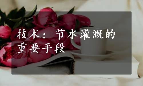 技术：节水灌溉的重要手段