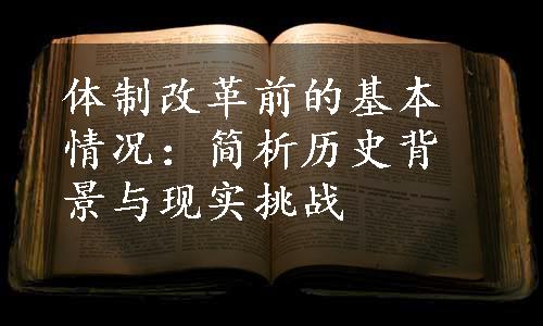 体制改革前的基本情况：简析历史背景与现实挑战