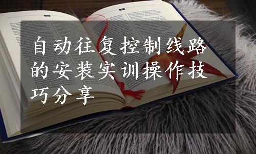 自动往复控制线路的安装实训操作技巧分享