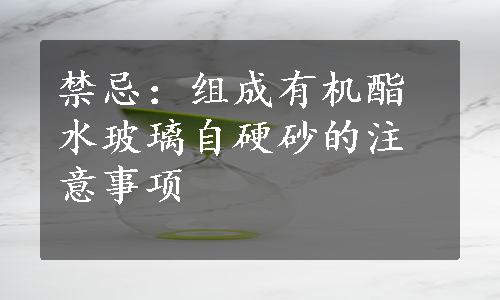 禁忌：组成有机酯水玻璃自硬砂的注意事项