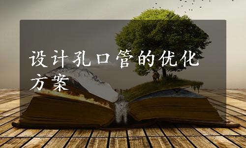 设计孔口管的优化方案