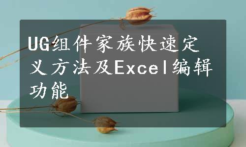 UG组件家族快速定义方法及Excel编辑功能