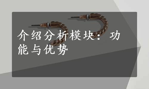 介绍分析模块：功能与优势