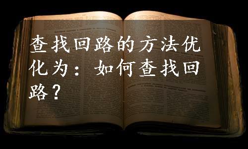 查找回路的方法优化为：如何查找回路？