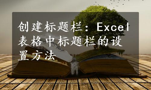 创建标题栏：Excel表格中标题栏的设置方法