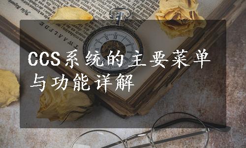 CCS系统的主要菜单与功能详解