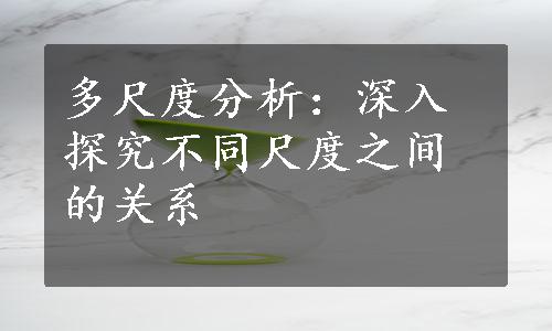 多尺度分析：深入探究不同尺度之间的关系