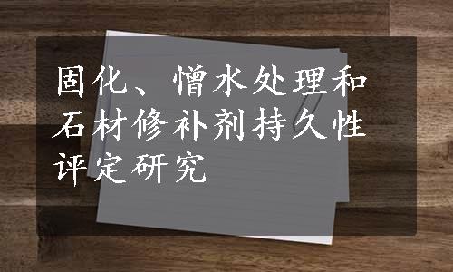 固化、憎水处理和石材修补剂持久性评定研究