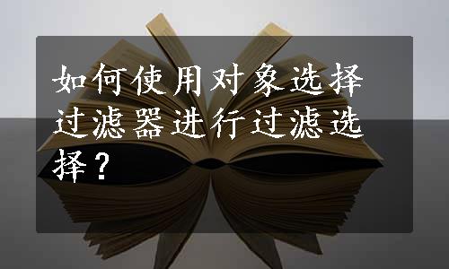 如何使用对象选择过滤器进行过滤选择？