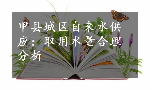 甲县城区自来水供应：取用水量合理分析