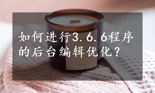 如何进行3.6.6程序的后台编辑优化？