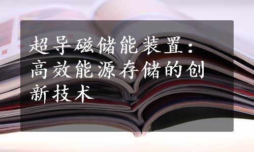 超导磁储能装置：高效能源存储的创新技术