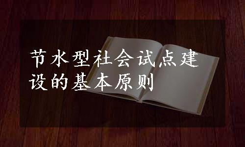 节水型社会试点建设的基本原则