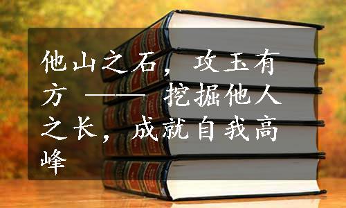 他山之石，攻玉有方 —— 挖掘他人之长，成就自我高峰